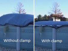compare pool cover without and with clips attached